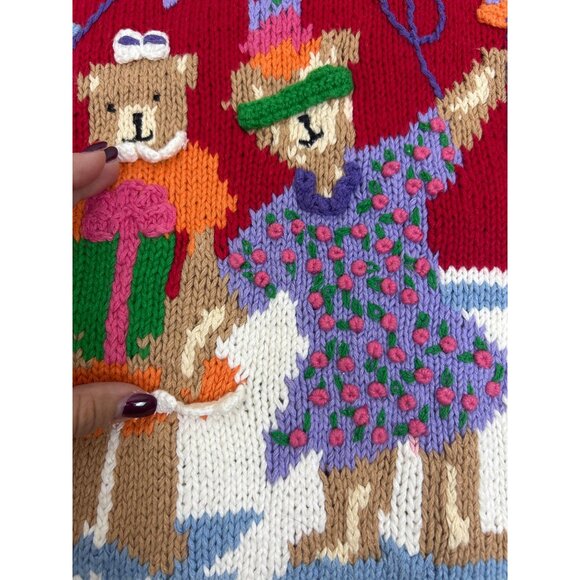 Vtg 90's Eagle Eye Collectibles Women's S/P Birthday Sweater Vest Bear Balloons - Picture 7 of 10
